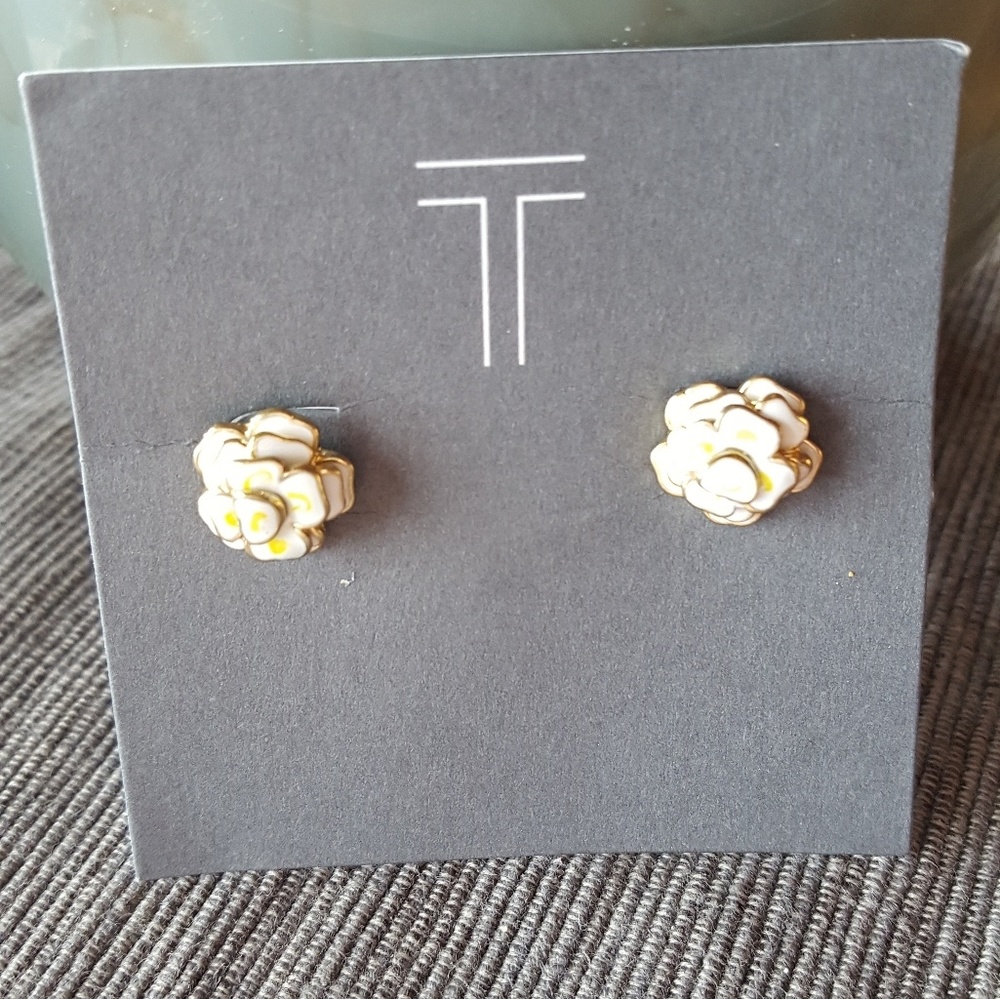 NWT Tinley Road Cream Flower Earrings